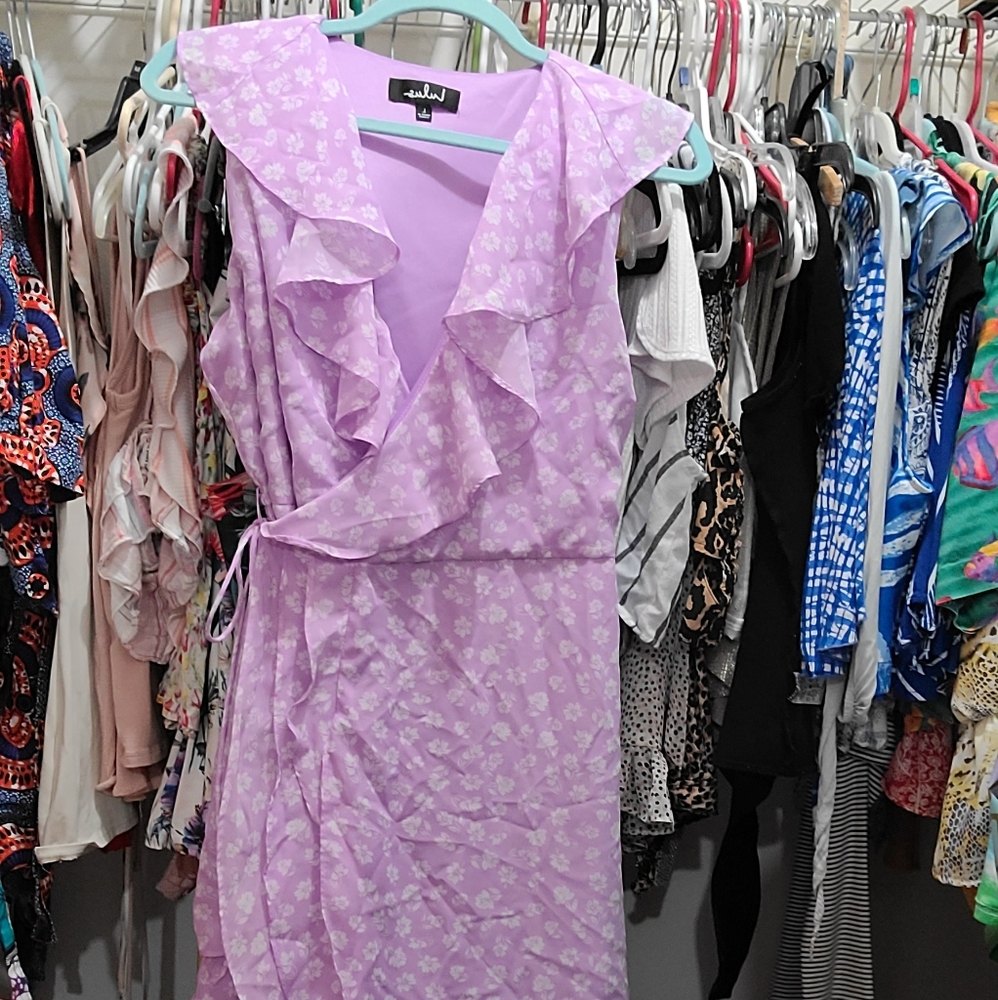 Lulus Lilac Wraparound Ruffle Dress